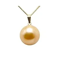 jyx pearl collier en or jaune 18 carats de qualité aaa+ avec pendentif en perle de culture des mers du sud 11,5 mm