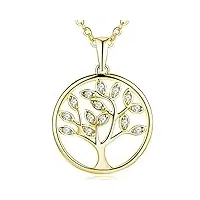 jo wisdom collier pendentif arbre de vie yggdrasil argent 925/1000 femme aaa zirconium avec plaqué or jaune