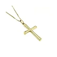 pendentif croix en or véritable 14 carats 585/1000 avec collier maille vénitienne de 45cm - bijoux de luxe lucchetta