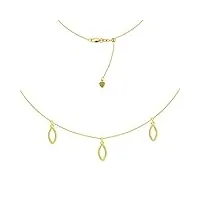 triple marquise pendantes charm ras du cou 14 k collier en or jaune, 40,6 cm réglable