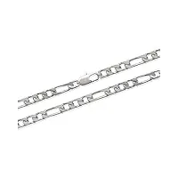 tata gisèle © collier chaine pour homme en argent 925/000 rhodié - maille figaro 1-3 diamantée - largeur 4 mm (50 cm)