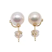 jyx boucles d'oreilles en or 18 carats avec perles de culture japonaises et perles de culture d'eau salée 9 mm