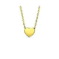 bling jewelry collier romantique simple et délicat en or jaune 14k or jaune véritable en forme de coeur pour femmes ados