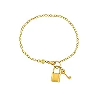 14 k or jaune chaîne serrure et clé bracelet, 19,1 cm