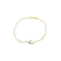 bracelet émaille main fatima or jaune 9 carats - coffret cadeau - certificat de garantie - mondepetit
