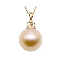 jyx pearl collier en or jaune 14 carats de qualité aaa avec pendentif en perle de culture des mers du sud 14 mm