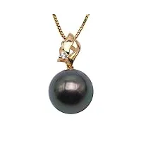jyx 14 k or 9.5 mm véritable mer du sud culture tahitienne collier de perles noires-cadeau pour maman