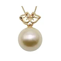 jyx pearl collier en or 18 carats de qualité aaa+ avec pendentif en perles de culture rondes de 14 mm, perle, perle
