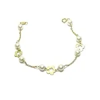 never say never bracelet de communion en or jaune 18 carats motif fleurs et 8 perles de culture