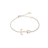 paul hewitt bracelet femme anchor spirit plated - cadeau femme, bracelet chaîne femme en argent 925 avec pendentif ancre (plaqué à l'or rose)