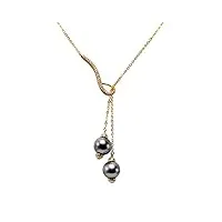 jyx pearl collier en argent sterling avec perle de culture de tahiti noire de 10 mm pour femme