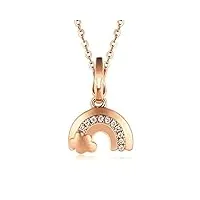daesar 18k collier en or pour les femmes rainbow design pendentif collier roses gold chain 45 cm (1.53 g)