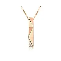 daesar 18k collier en or pour les femmes en or rose pendentif rectangulaire collier en or 18 carats chaîne 45cm (1.53g)