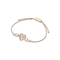 michael kors bracelet à breloques en forme de cœur doré rose pour femme, taille unique, taille unique, métal, oxyde de zirconium