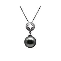 jyx aaa perles tahiti pendentif perle noir tahitien 9.0-10.0mm collier perles bijoux femme