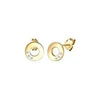 elli diamonds boucles d'oreilles femmes cercle géo Élégant avec diamant (0.03 ct.) en or jaune 585