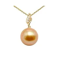 jyx pearl pendentif en or 18 carats de qualité aaa+ - véritable perle de culture du sud de 11,5 mm - collier et diamants pour femme, perle, perle