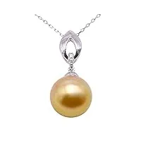 jyx pearl collier avec pendentif en or 18 carats de qualité aaa+ de 11 à 12 mm avec perle de culture du sud pour femme, 11mm, perle, perle