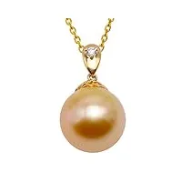 jyx or 18 k 10,5 mm doré southsea perle de culture pendentif collier avec diamants à pois