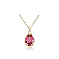 daesar Élégant collier en or 18 carats pour les femmes poire naturelle pierres précieuses tourmaline rose collier longueur: 40 cm