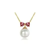 daesar 18k or collier pour les femmes papillons et perles collier de zircon cubique collier rouge longueur: 40cm