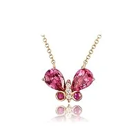 daesar 18k or collier pour les femmes papillon tourmaline rose collier pendentif en or rose longueur de la chaîne: 40cm