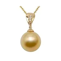 jyx or 18 k 11 mm doré mer du sud perle de culture pendentif collier avec diamants à pois