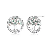mega creative jewelry boucles d'oreilles arbre de vie pour femme bijoux en argent 925 avec cristaux cadeau pour maman elle fille amie