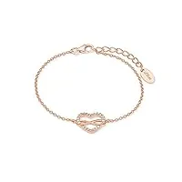 s.oliver bracelet 925 argent sterling pour dames, avec zirconia synth., 17+3 cm, couleur rose, cœur, livré en boîte cadeau de bijoux, 2020990