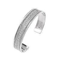 treasurebay bracelet manchette celtique solide pour femme - bracelet manchette ouvert tressé celtique en argent sterling 925, taille unique (argent)