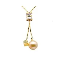 jyx collier avec pendentif en argent sterling 96,5 cm avec perle de culture doré 13 mm, perle, perle