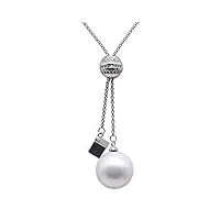 jyx pearl collier avec pendentif en argent sterling aaa 15 mm avec perle de culture d'eau douce blanche réglable 94 cm, perle, perle de culture