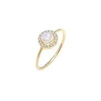 elli premium bague femme pierre de lune de l'engagement avec diamant (0,08 ct) en or jaune 585
