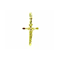 pendentif or jaune 18 carats croix avec christ biseautée – pendentif homme femme
