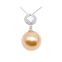 jyx pearl pendentif aaa grade authentique 10 - 12mm or sud sea perles de culture pendentif femmes zircon embelli collier