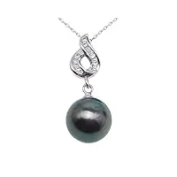 jyx aaa+ perles de tahiti 11.0-11.5mm pendentif perle noire de tahiti en argent sterling 925 perle noire pendentif