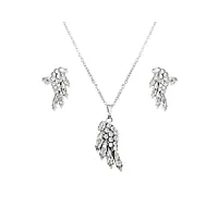 bijoux et art parures parure collier boucles d'oreilles titane ange ailes cristaux de swarovski® rhodié