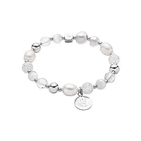 jewels by leonardo femme bracelet hope vii darlin's acier inoxydable/argent verre cateye perle d'eau douce blanc 7 cm boule de neige flexible 016506