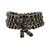 mookaitedecor tibétain mala bracelet 108 perles pierres Élastique collier bouddhistes chakra,onyx noir graver