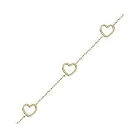 minoplata bracelet 3 cœurs en or 18 carats. un bijou symbole de l'amour parfait comme cadeau d'amour pour une femme romantique.