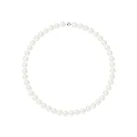 pearls & colors - collier véritables perles de culture d'eau douce rondes 9-10 mm - qualite aa+ - colori blanc naturel - anneau ressort argent 925 - longueur 42 cm - bijou femme classique