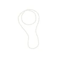 pearls & colors - collier sautoir de perles de culture d'eau douce rondes 8-9 mm - qualite aa+ - colori blanc naturel - longueur 120 cm - bijou femme classique