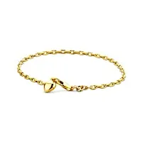orovi bracelet pour femme, or jaune, 14 carats / or 585, chaîne avec cœur, 19 cm