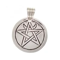 pendentif pentagramme amulette en argent 925 - symbole cornes et lune