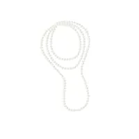 pearls & colors - collier sautoir de perles de culture d'eau douce semi-baroques 9-10 mm - qualite aa+ - colori blanc naturel - longueur 160 cm - bijou femme classique
