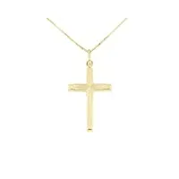 lucchetta - collier en or jaune avec pendentif croix diamantée - chaîne vénitienne fine et délicate de 45cm - bijoux de luxe 100% fabriqué en italie