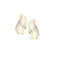 mygold boucles d'oreilles créoles or jaune vrai or rose or blanc or 333 (8ct) tricolore 22mm x 11mm boucles d'oreilles femme mercier c-07904-g381