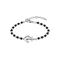 breil - bracelet pour homme collection black onyx tj2407 - bijou en pierres naturelles et acier inoxydable avec pièce centrale ancre - longueur totale 22,5 cm