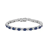 bracelet de tennis en argent sterling pour femme avec saphir bleu et topaze blanche ronde 6 x 4 mm
