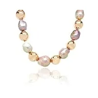 collier court plaqué or rose 18 carats avec perles de véritables baroques multicolores